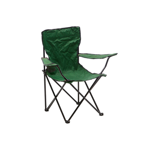 totai green folding camping chair with armrests and black metal frame