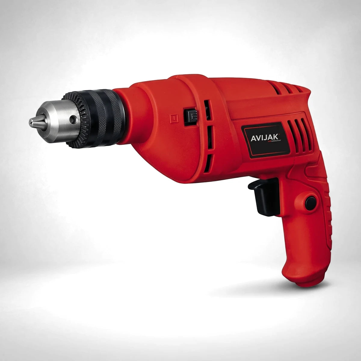 550W 13mm Electric Drill in red, corded handheld power drill shown from side with keyed chuck and trigger handle.