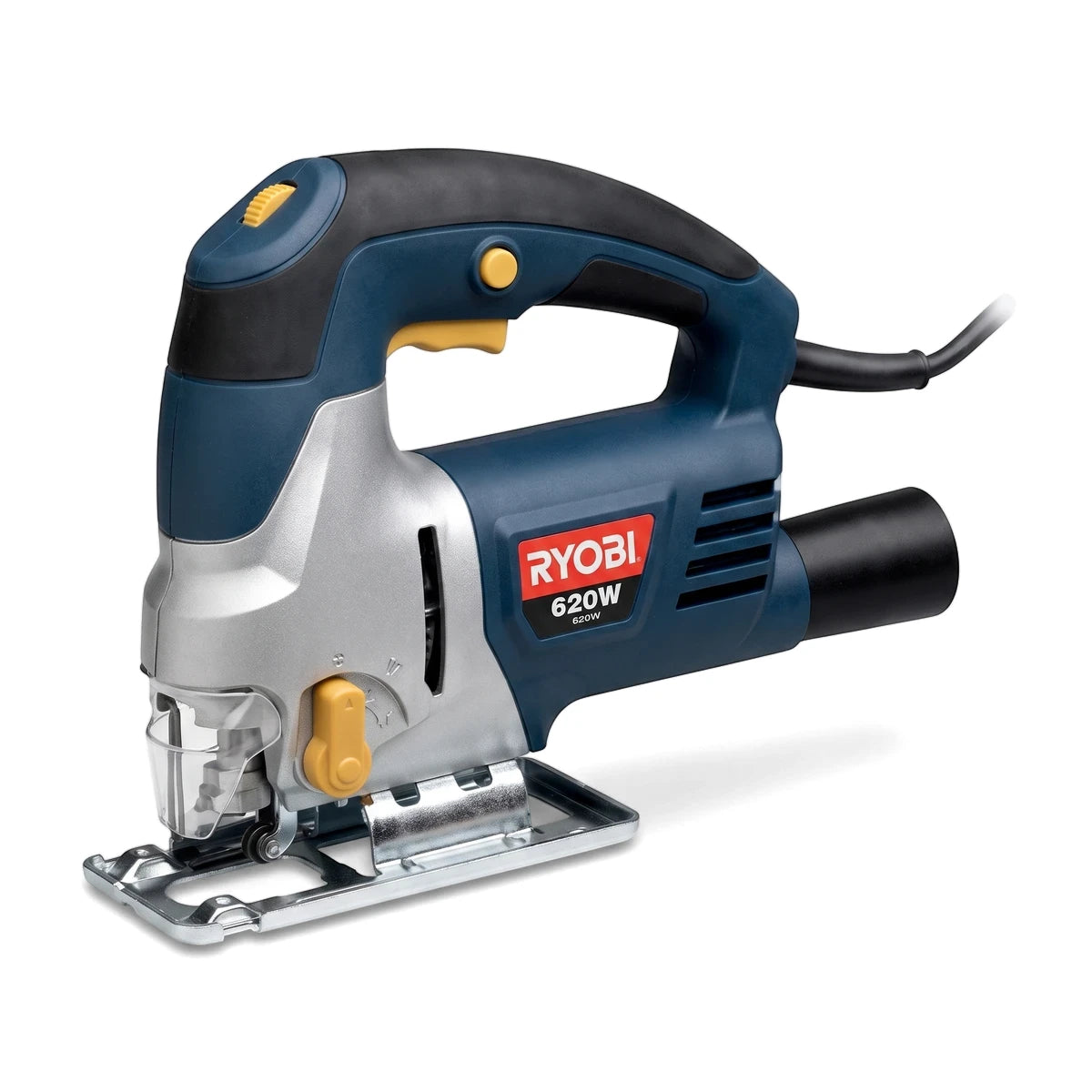 620W Pendulum Jigsaw Kit in dark blue and silver, a powerful electric hand tool for cutting various materials.