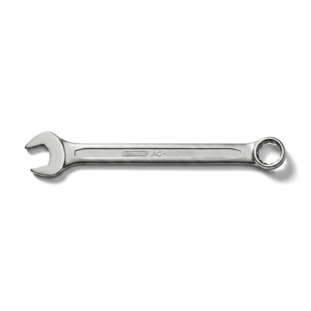 6mm combination spanner, made of metallic silver steel, viewed horizontally on a white background.