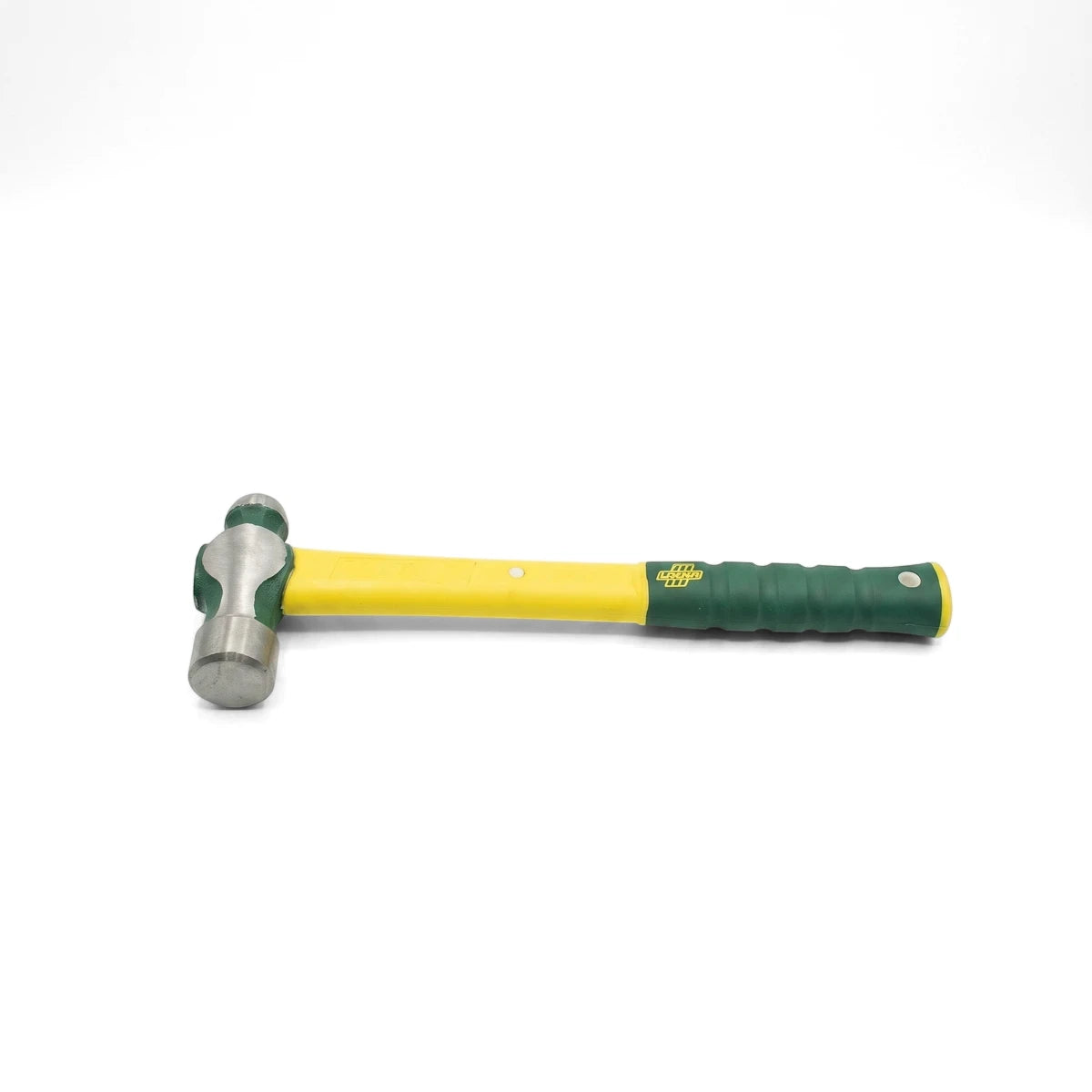 900G S/Grip Ball Peen Hammer with a metallic head, yellow handle, and green rubber grip, viewed from the side