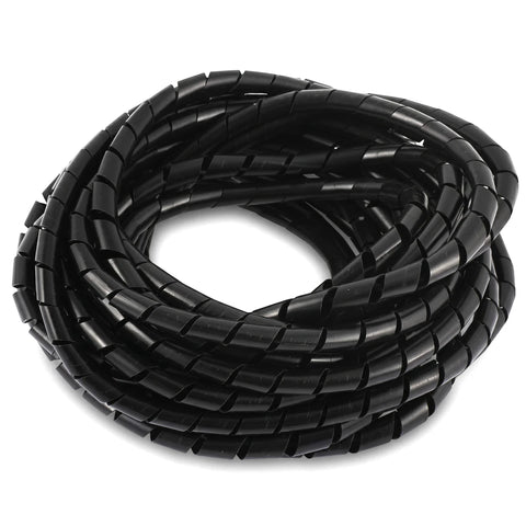 9mm Spiral Wrapping Black cable management wrap, black plastic spiral sleeve coiled for bundling wires and cords