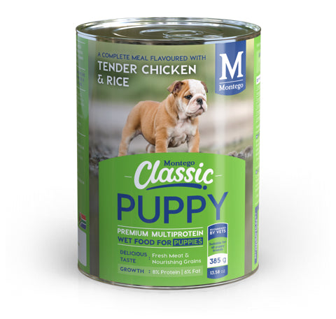 MONTEGO Classic Wet Puppy Chicken & Rice 385g