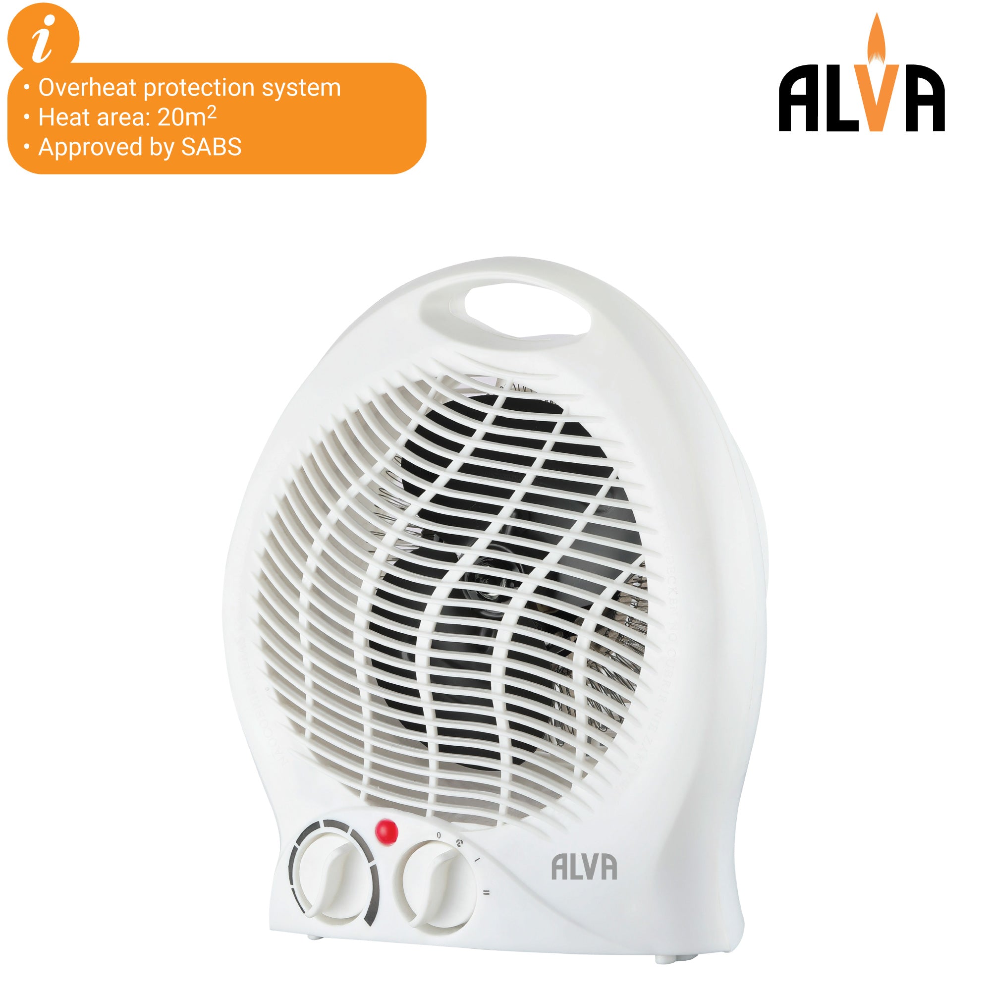 Alva Electric Fan Heater White 1000/2000W