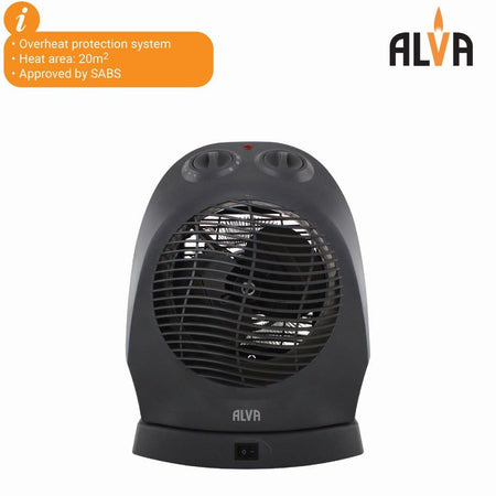 Alva Electric Fan Heater Black 1000/2000W