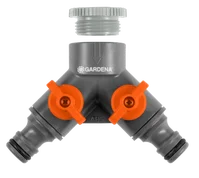 GARDENA Twin Tap Connector 26.5mmG 3/4",23mmG 5/8" 21mmG 1/2" (939)