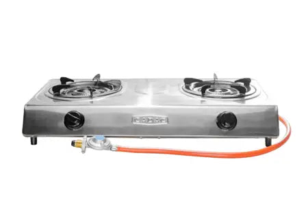 CADAC 2 Plate Gas Stove with Hose and Regulator - Stainless Steel