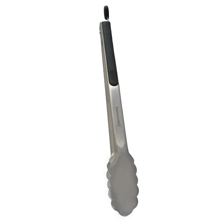 Pair of tongs with silicone handles on a white background