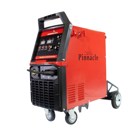 Pinnacle welding machine on a wheeled cart with a front control panel and power cable