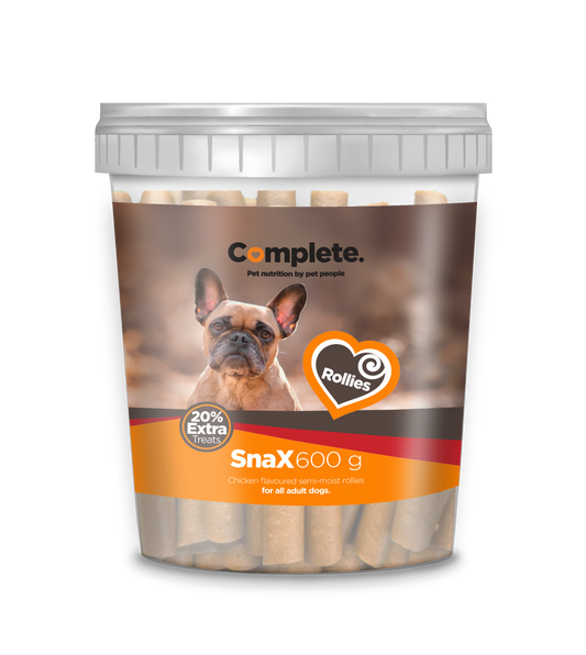COMPLETE Snax Chicken Rollies Bites Semi Moist 600g