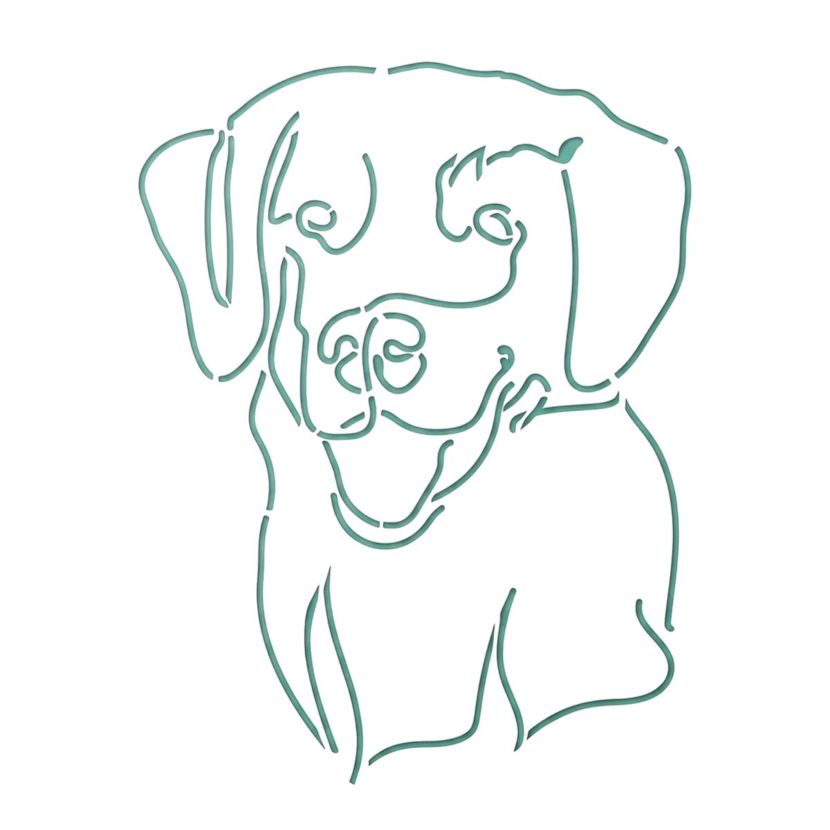 Line art stencil featuring a Labrador retriever dog's head for painting projects in A3 size from the 2022 collection.