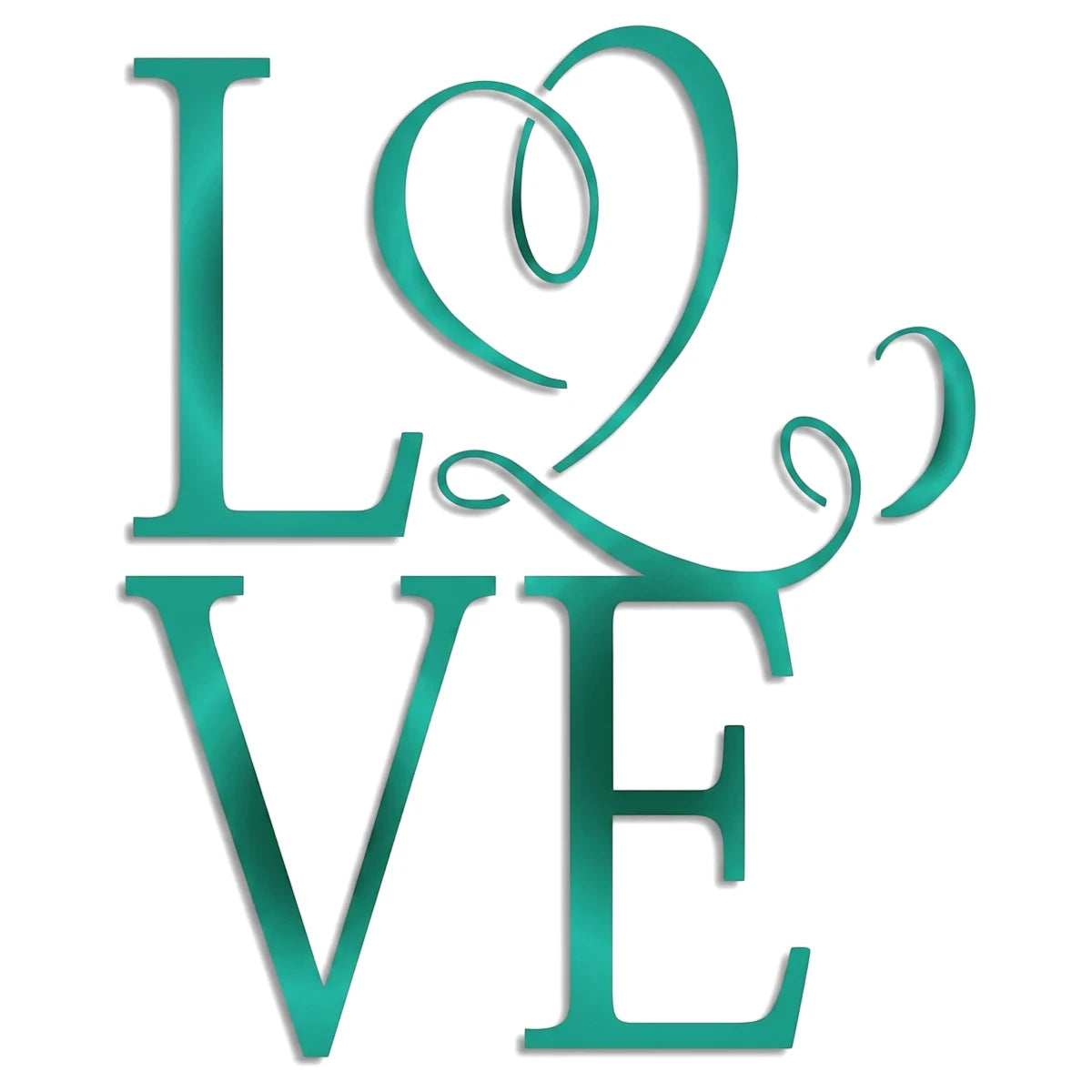 A6-20 Stencil 15 Paint Stencils design showing the word 'LOVE' in stylized, gradient teal text with a heart-shaped 'O' and