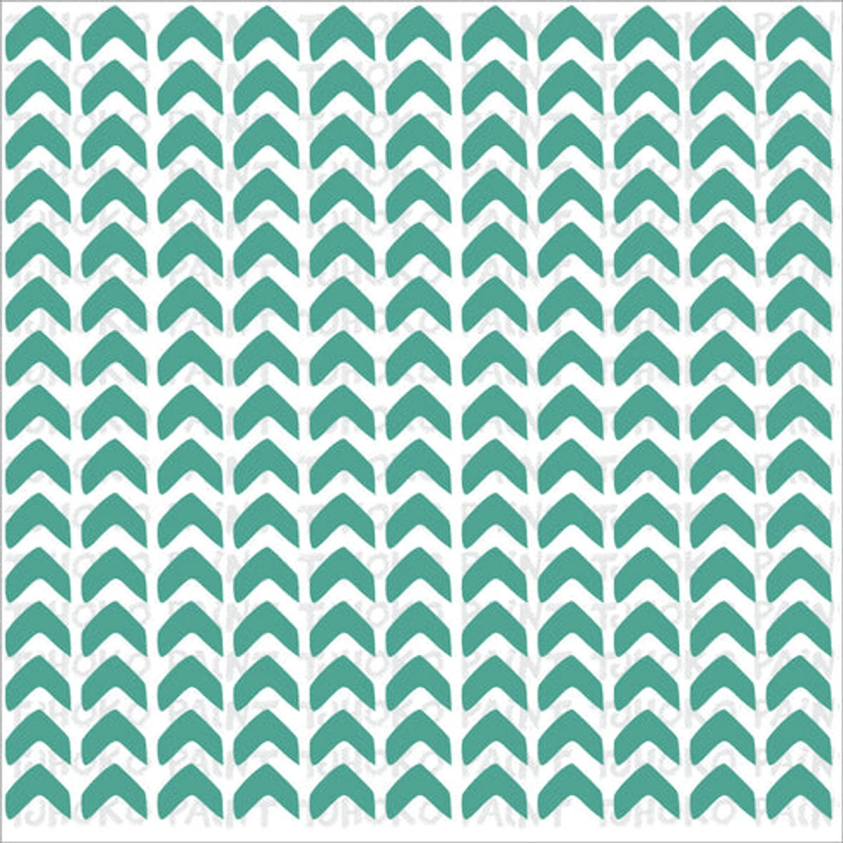 Abstract pattern of teal hand-drawn chevron shapes repeating vertically on a white background, ideal for a paint stencil.