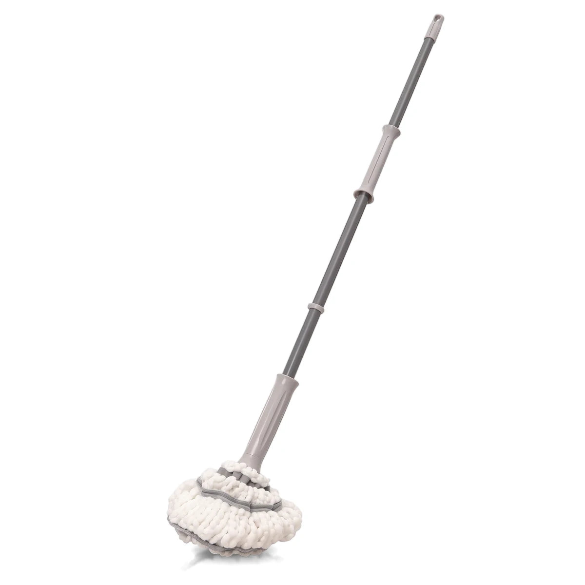 Addis Twist Mop with white looped fabric head and gray telescopic handle, angled against a white background.