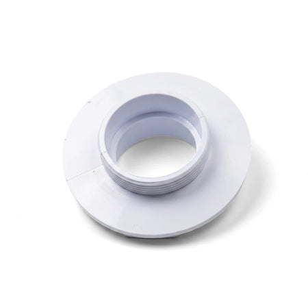 White Aimflow Flange Assembly Series 1, a circular plastic plumbing component with threaded connections, viewed from an