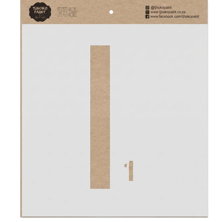 Brown cardboard paint stencil featuring a large capital letter 'I' and a smaller numeral '1' cutouts for DIY crafting