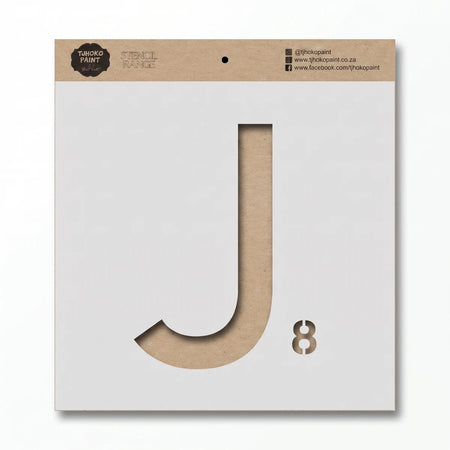 Kraft paper paint stencil featuring a large letter J and small number 8, ideal for crafting and decor.