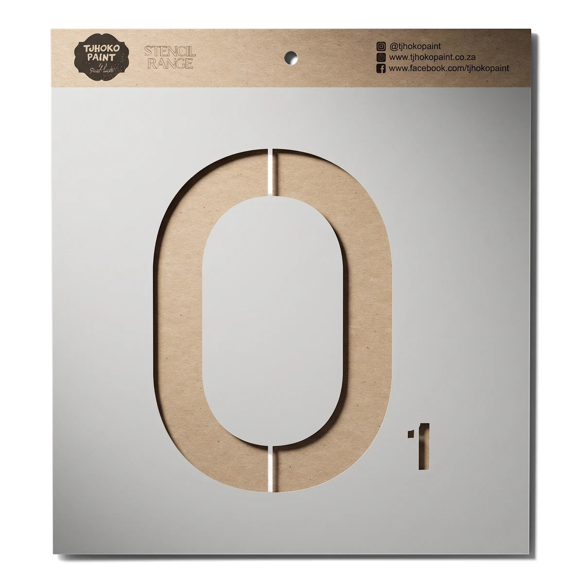 Kraft paper stencil sheet featuring a large letter O cutout and a smaller number 1, for paint or crafting projects.