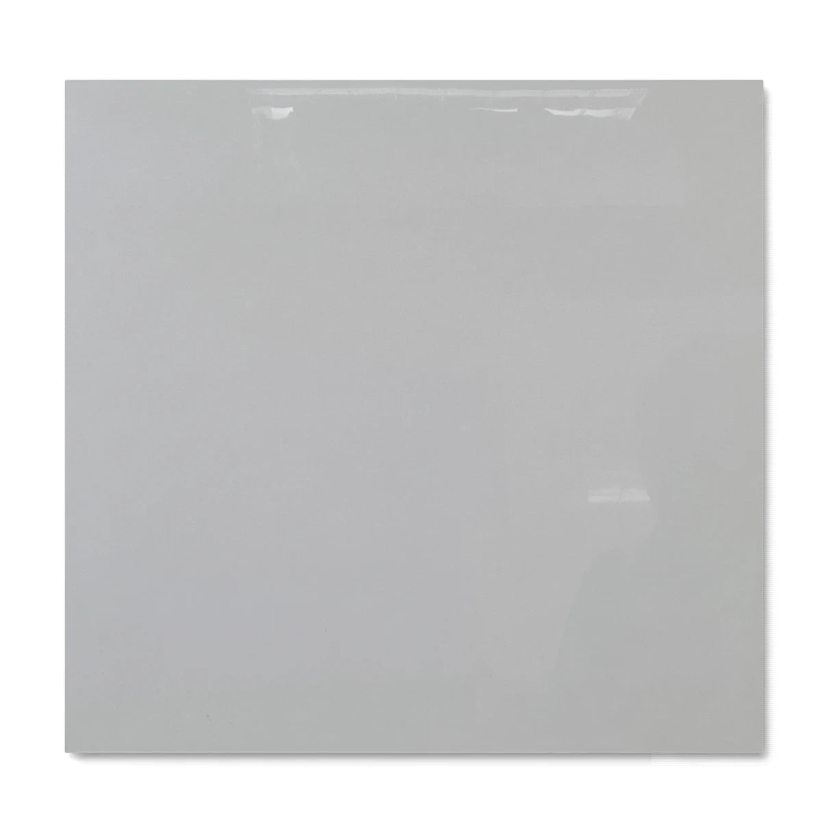 Angel White 60X60 Tile Square Meter, a light gray ceramic tile with a glossy finish, captured from a top-down view.