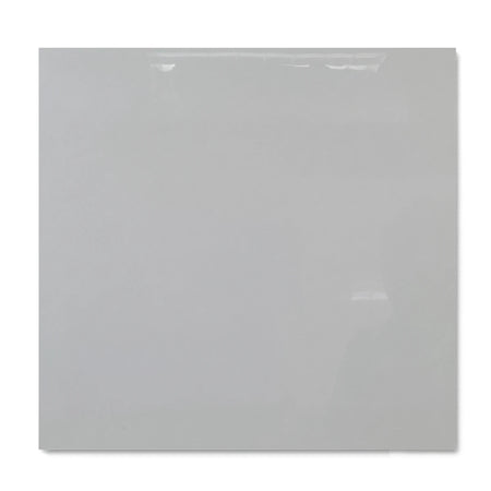 Angel White 60X60 Tile Square Meter, a light gray ceramic tile with a glossy finish, captured from a top-down view.
