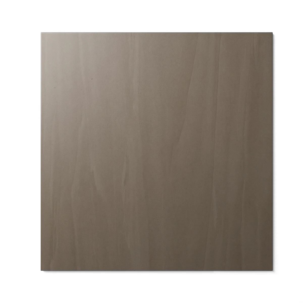 Arista Perta 60X60 ceramic tile sample in an earthy brown tone with subtle surface texture, shown from a direct overhead
