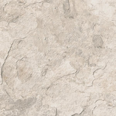 Close-up of a light beige Aspen slate tile, showcasing its natural rough texture and irregular cracked surface, perfect for