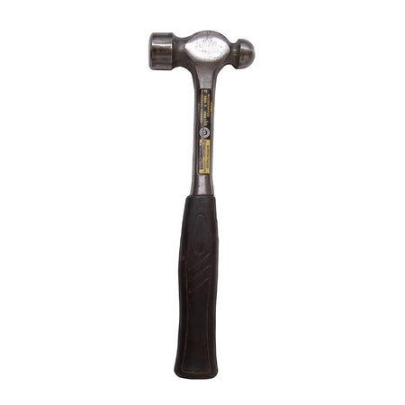 Ball Pein Hammer With Wooden Handle - 16Oz, steel head with rounded pein and flat face, black grip handle shown.