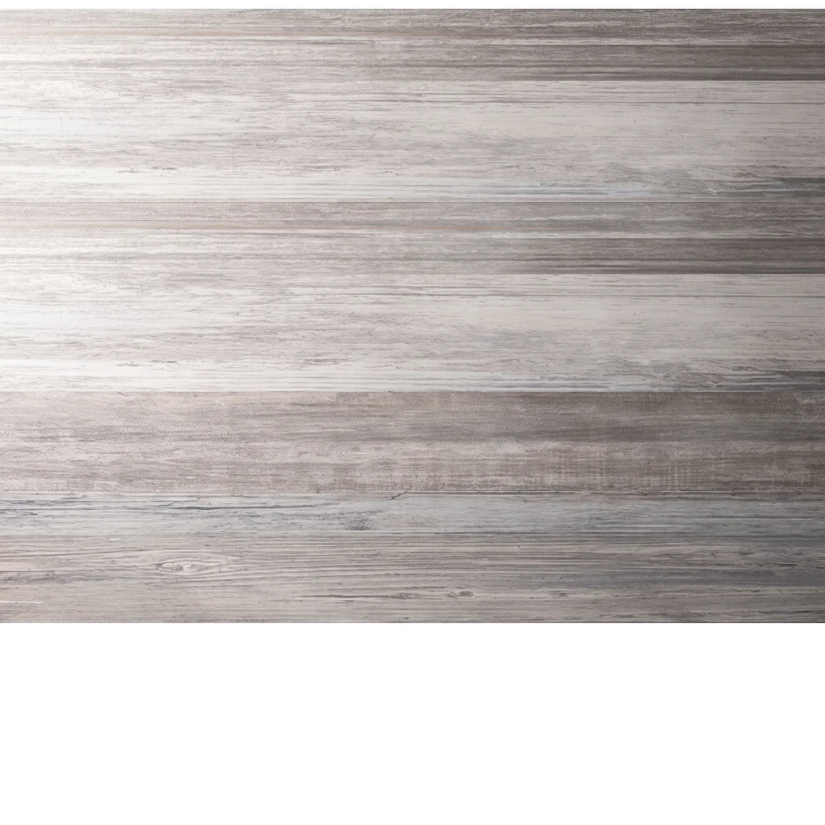 Close-up of a Barn Ash tile, showcasing its light grey and white wood grain texture with prominent horizontal lines.