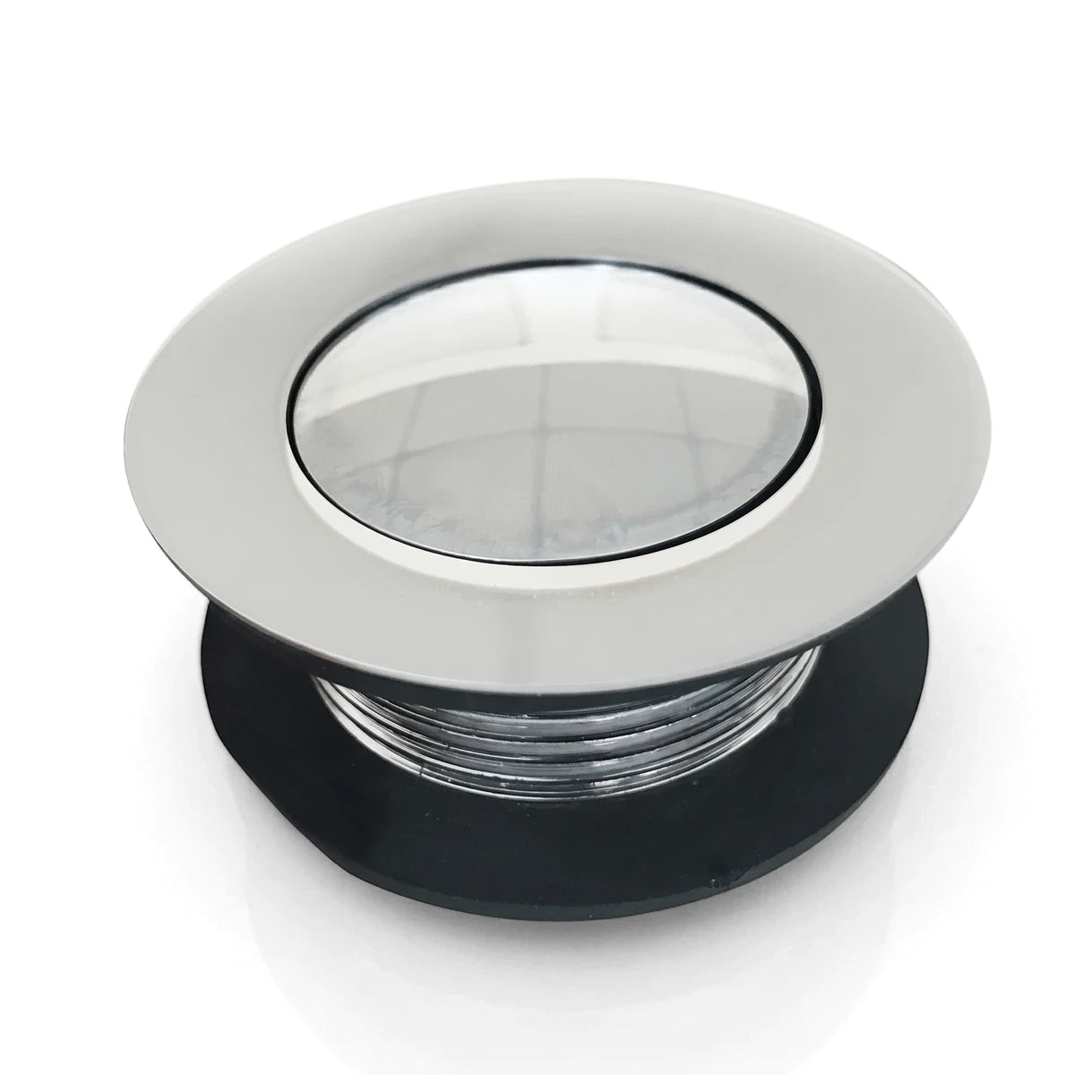 Silver chrome finish bath pop up waste 40mm shower part with threaded base against a white background.