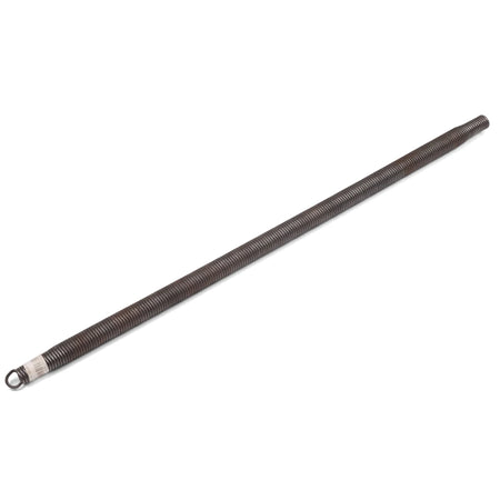 A long dark metal coiled bending spring, 25mm, with a single loop at one end, shown against a white background.