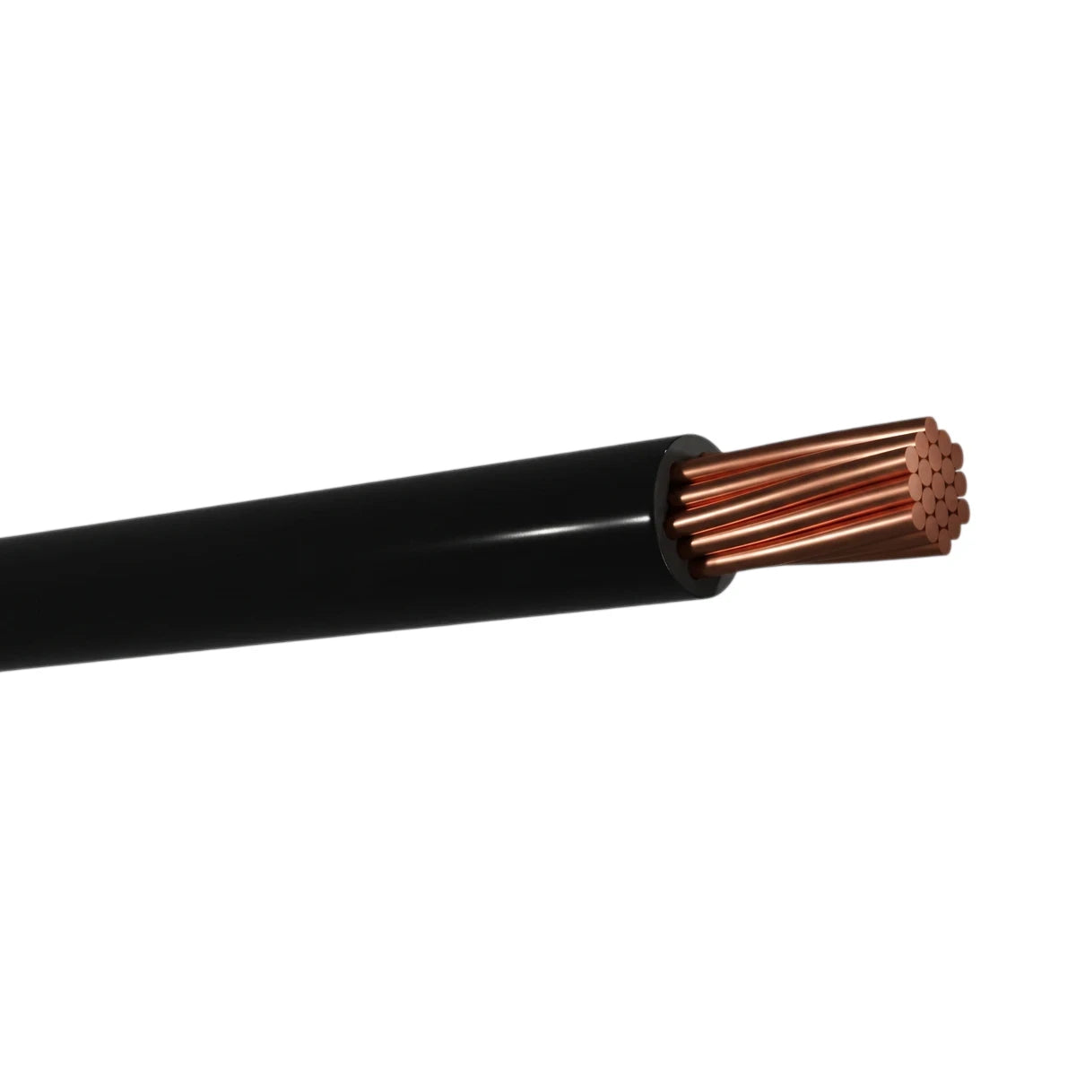 Black 1.5mm GP electrical wire with exposed copper strands, showing the insulated cable for power and electrical
