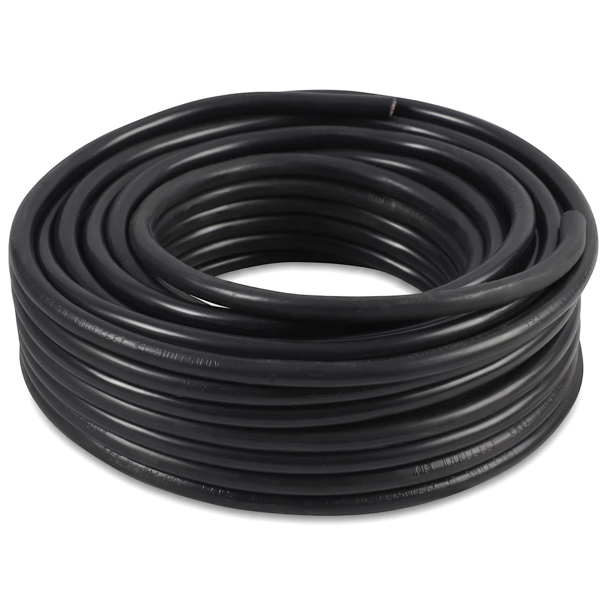Black 1.5 X 3 Core Cabtyre 5M electrical wire and cable, tightly coiled, against a white background.