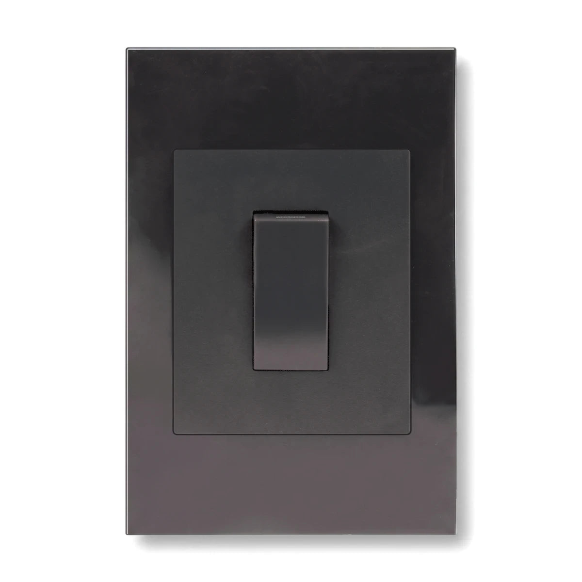 Black 1 Lever Switch Charcoal Light Switch, a rectangular single lever electrical wall switch for modern interiors.