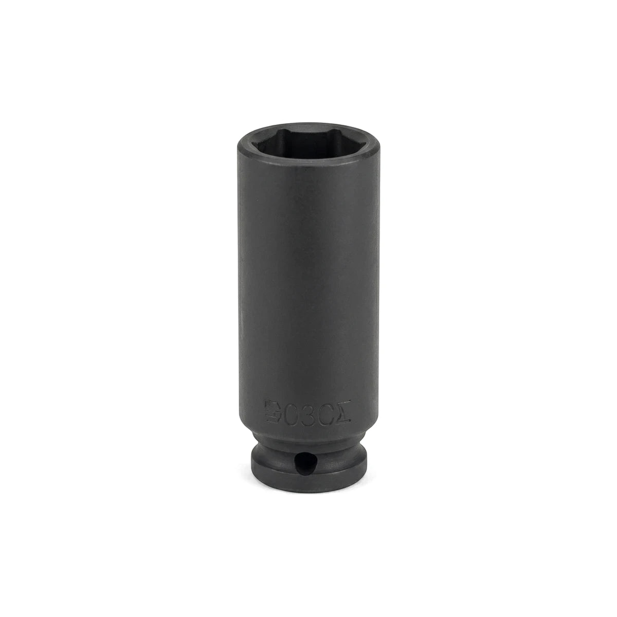 Black 28mm 1/2-inch drive 6-point deep hex socket for automotive and industrial applications.