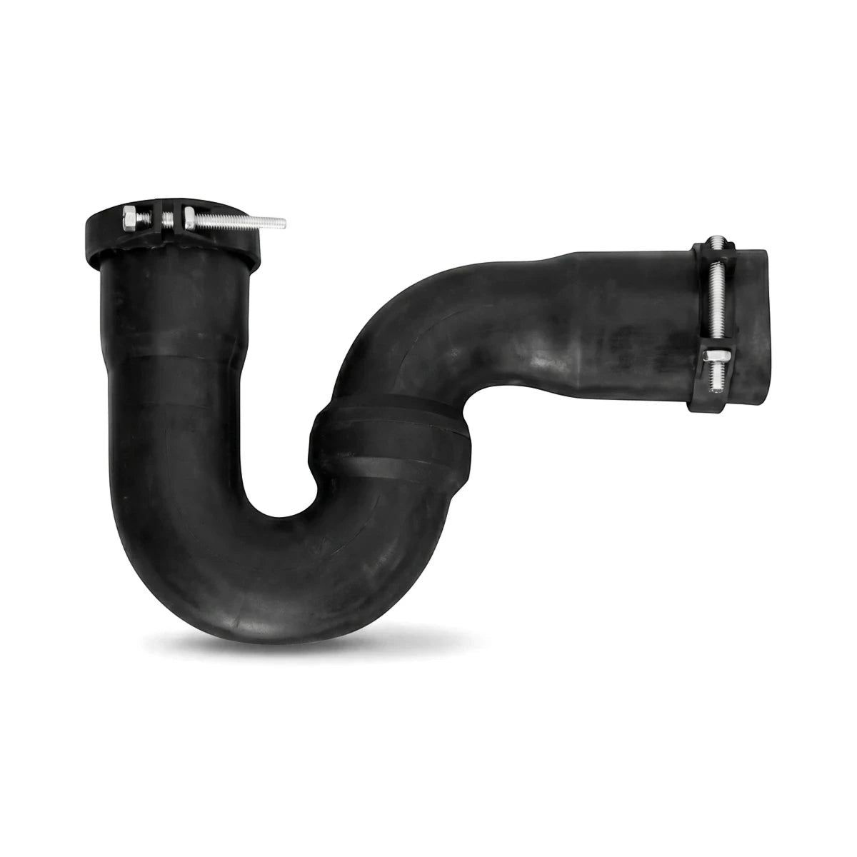 Black 32mm x 40mm mini reseal P-trap, a curved plumbing pipe component, displayed against a clean background.