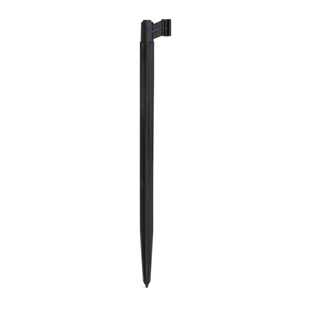 Black 450mm micro peg for irrigation systems, shown upright on a white background, useful for securing drip lines.