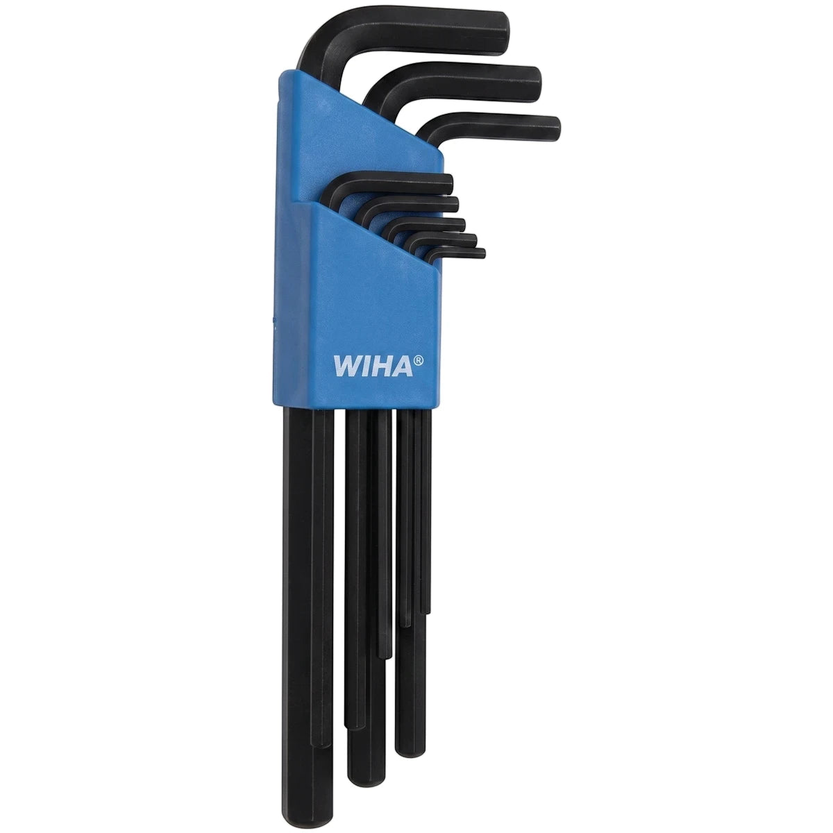 Black Allen Key Set - 1.5-10mm. A set of L-shaped hex keys in various sizes, neatly organized in a blue plastic holder.