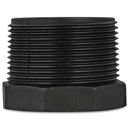 Black irrigation reducing bush, 40mm x 32mm, featuring a threaded cylindrical body and a hexagonal base.