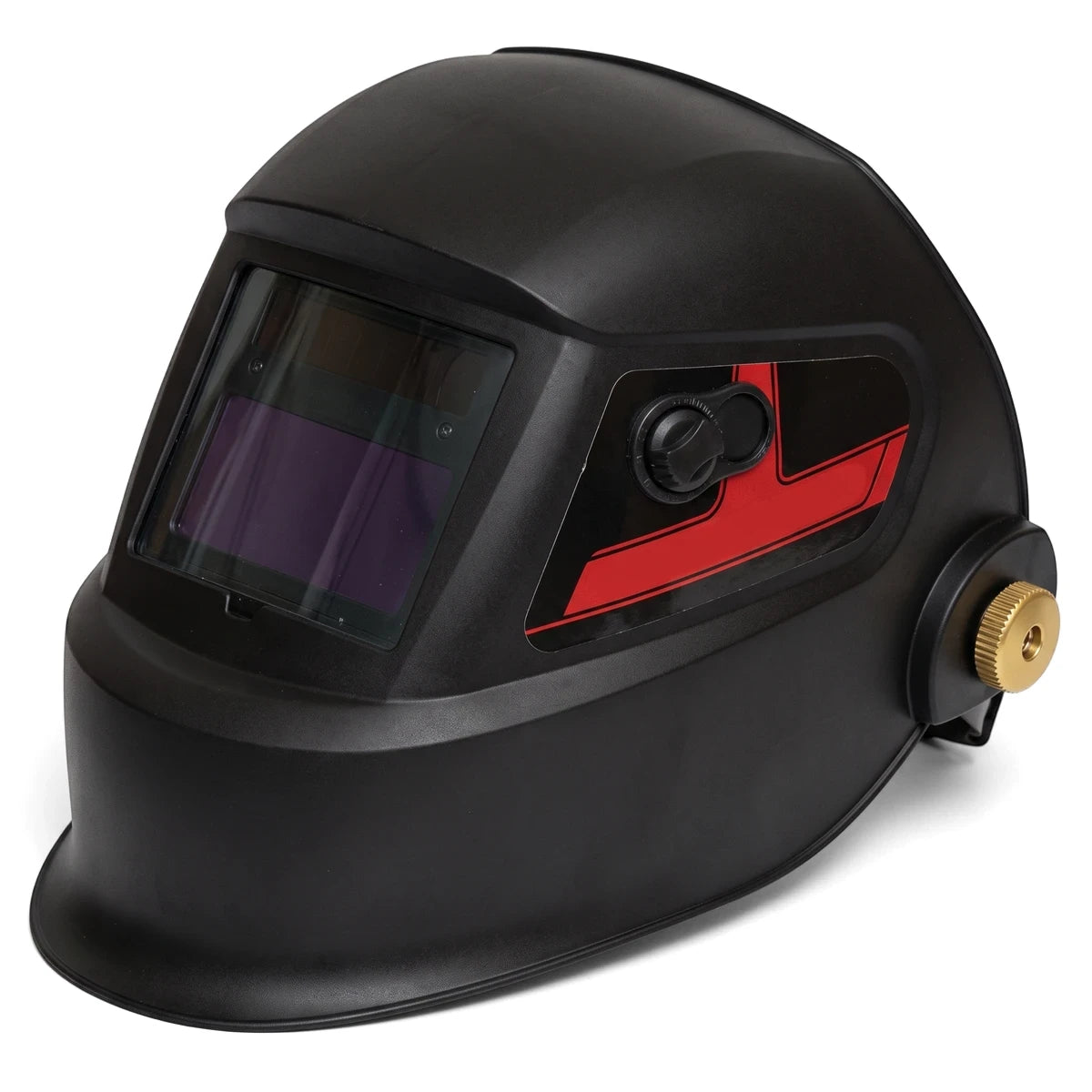 Black Non-Adjustable Magnum S welding helmet, shown from a slightly angled side view, ideal for industrial protection.