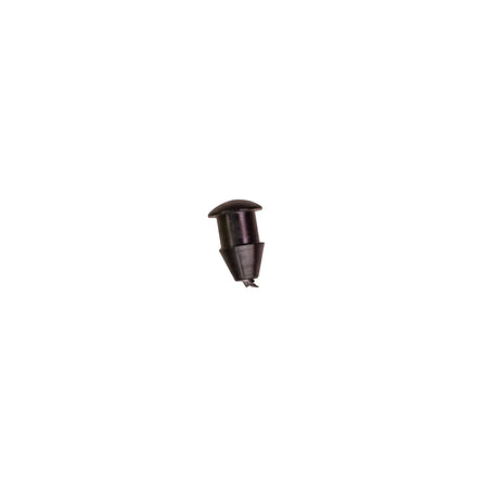Black plastic 4mm micro barb end plug, designed for secure sealing in irrigation or fluid systems.