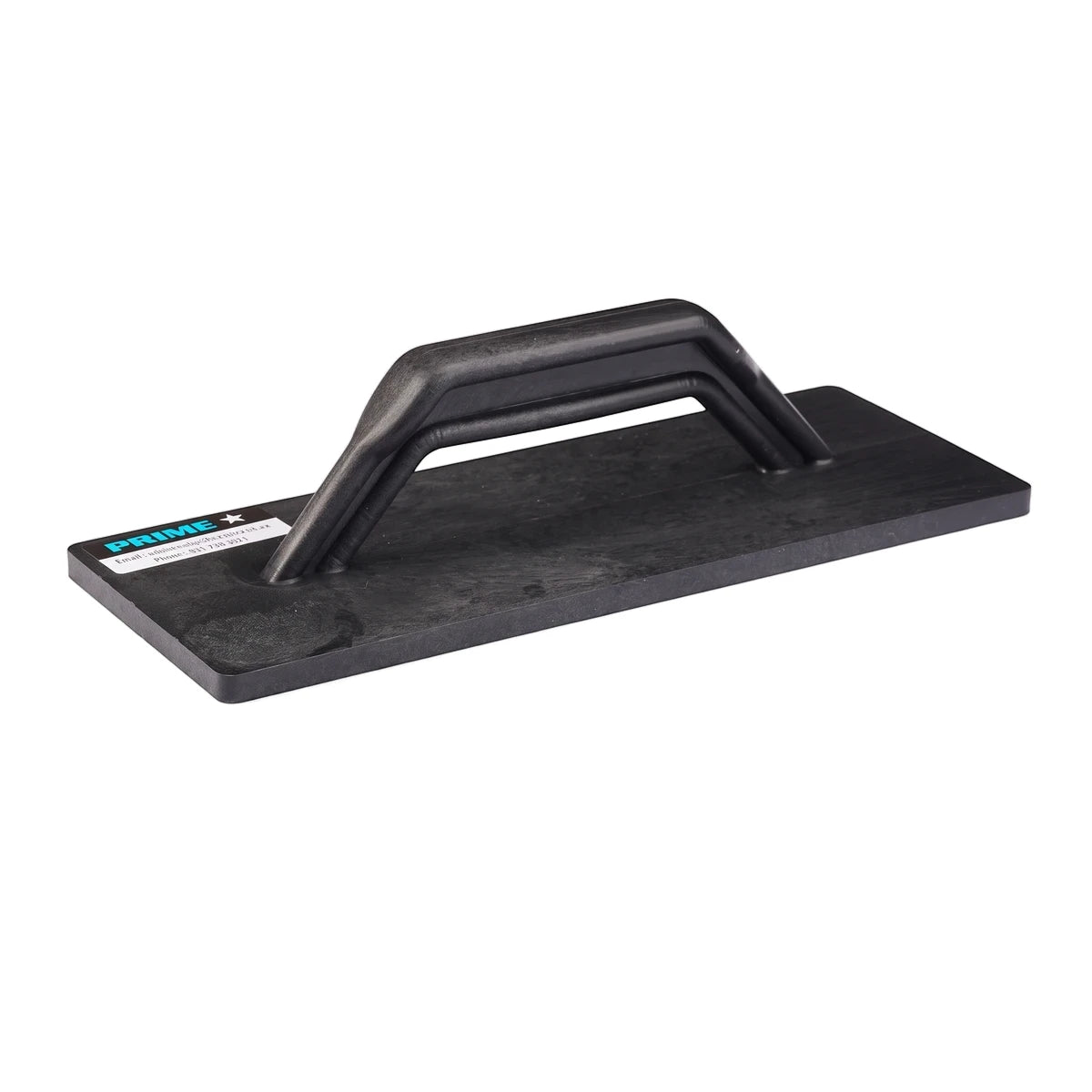 Black plastic float for plastering and tiling work, shown at an angle on a white background, with a prominent 'PRIME' brand