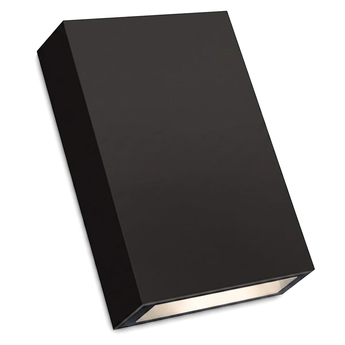Black rectangular modern Up & Down PC LED wall light, 4W 4000K, showing its upward and downward illumination.