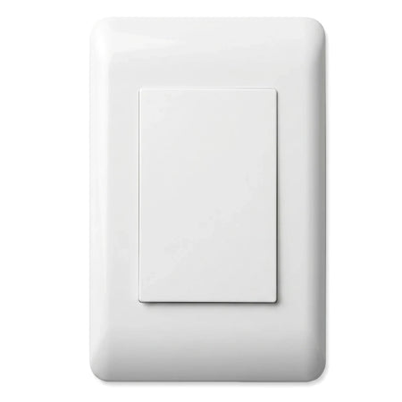 Blank Apollo 100 X 50 Contempo white blank cover plate, a smooth rectangular electrical wall plate with a recessed center.
