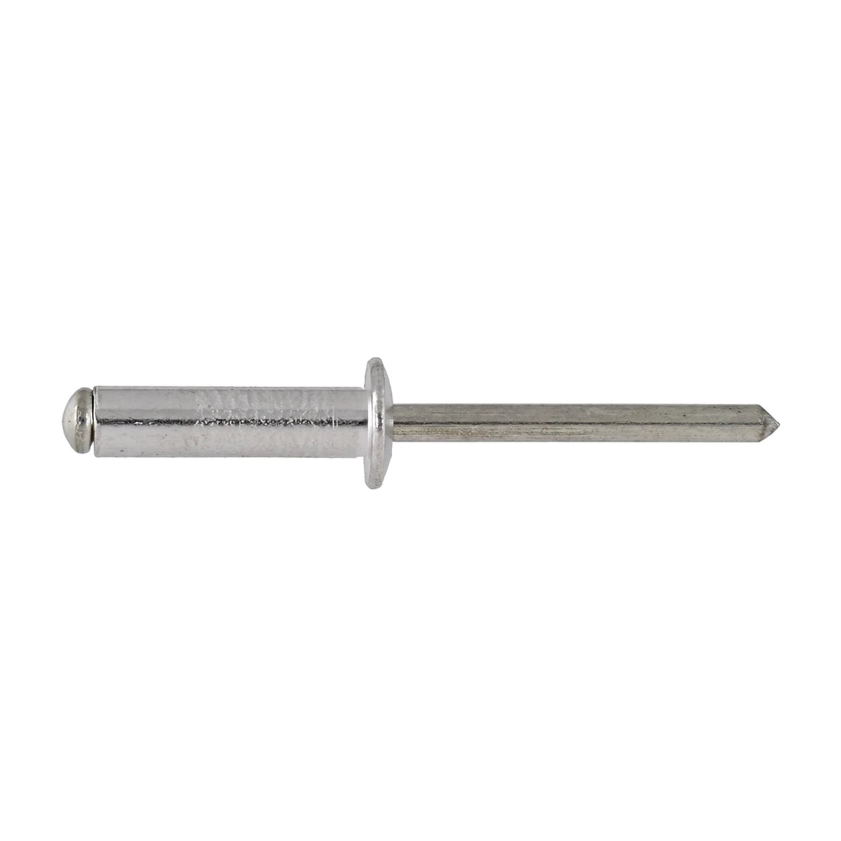 A single silver blind rivet, 3.2 x 21mm, displayed horizontally, showcasing its metallic finish and design for secure