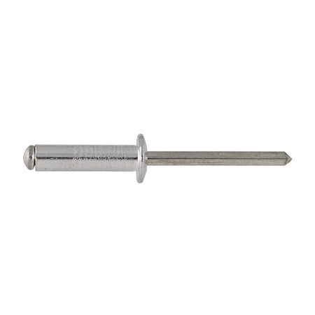 A single silver blind rivet, 3.2 x 21mm, displayed horizontally, showcasing its metallic finish and design for secure