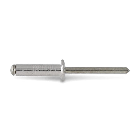 A single silver metallic blind rivet, 3.2 x 8mm, with a shiny finish, shown horizontally against a white background.