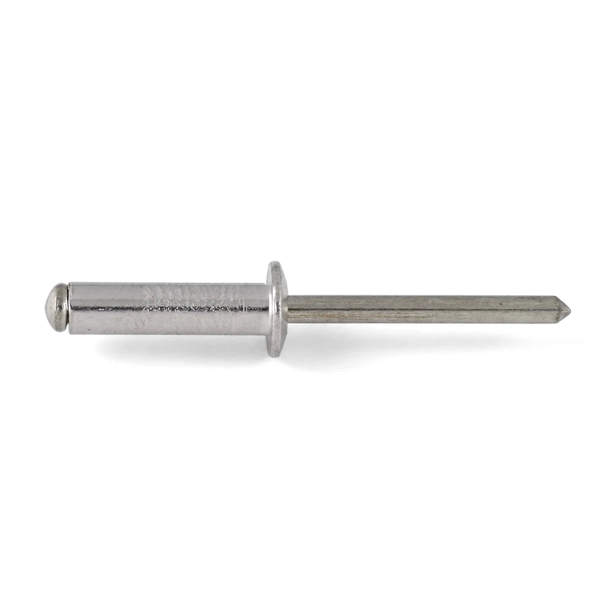 Silver metallic 4.0 x 8mm blind rivet, a common industrial fastener, shown horizontally.