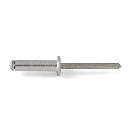 Silver metallic 4.0 x 8mm blind rivet, a common industrial fastener, shown horizontally.
