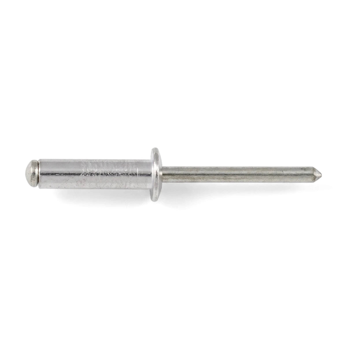 Silver metallic blind rivet, 3.2mm by 18mm, shown horizontally against a white background, for fastening applications.