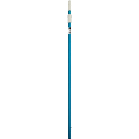 Blue Blu52 telescopic pool pole, extended, for cleaning and maintenance, against a plain white background.